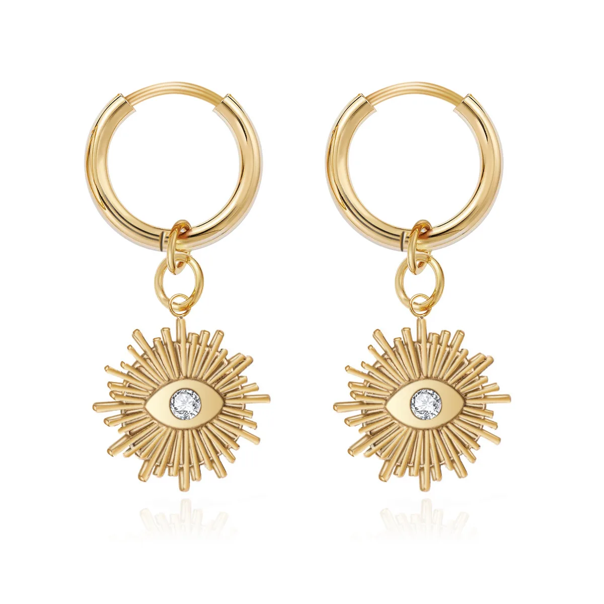 

GD Vintage Evil Eye Stainless Steel Hoop Earrings for Women Fashion Gold Color Zirconia Earrings Jewelry Gift Party