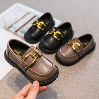 boys leather shoes spring 2022 children fashion shoes retro metal square toe kids mary janes soft school girl performance shoes