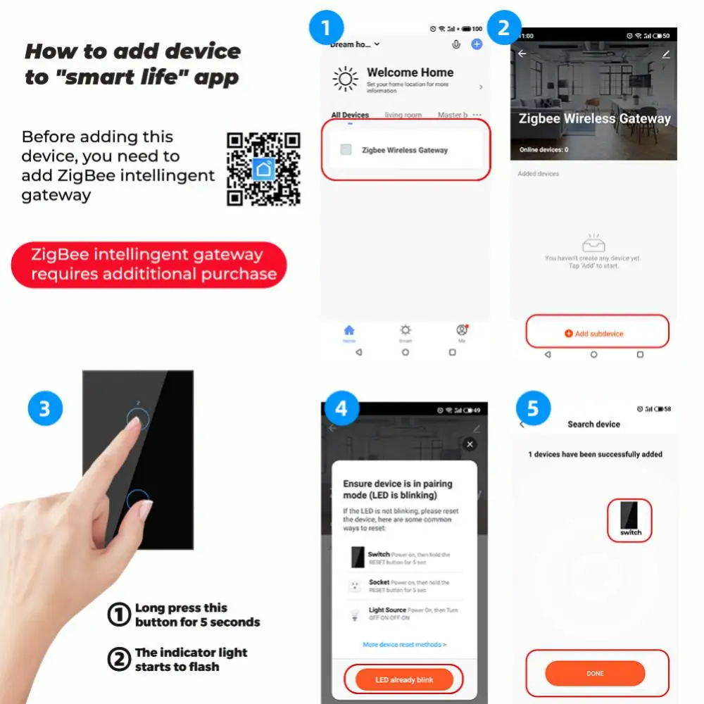 

No Neutral Wire Required Smart Home Smart Switch App Remote Control No Capacitor Required Voice Control Tuya Zigbee Switch