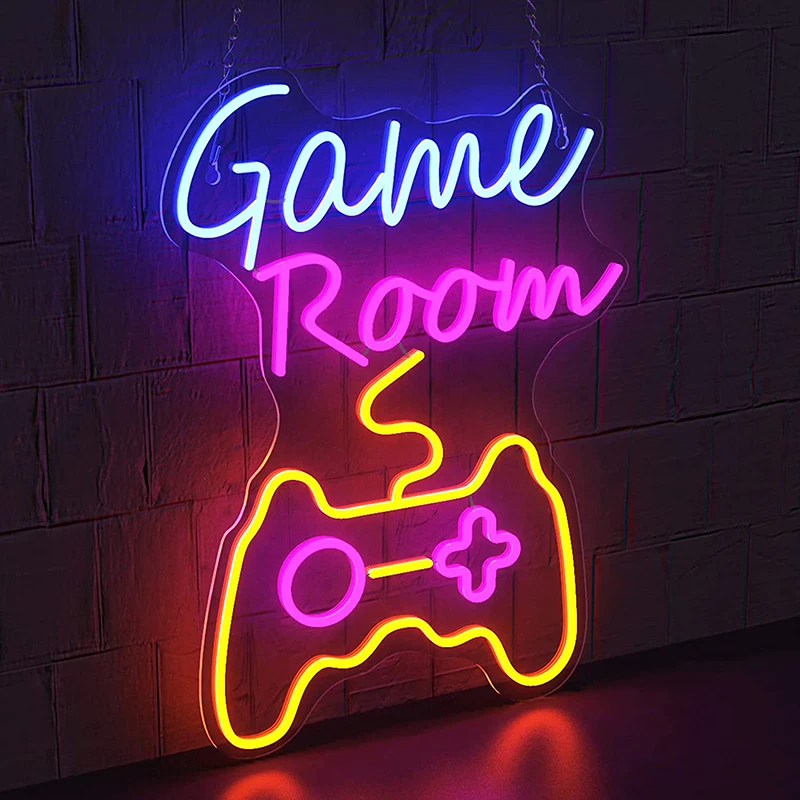 Dimmable Game Room Neon Sign for Wall Decor USB Led Sign for Bedroom Wall Playstation Led Neon Lights Signs for Gamer Gifts