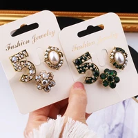 korean retro 3pcsset brooch number 5 pearl rhinestone jewelry collar pin suit coat pin accessories for women