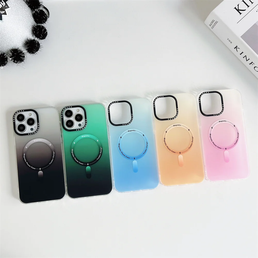 Градиентный цветной чехол для телефона Aurora Magsafe iPhone 11 11Pro 12 Pro Max магнитный с
