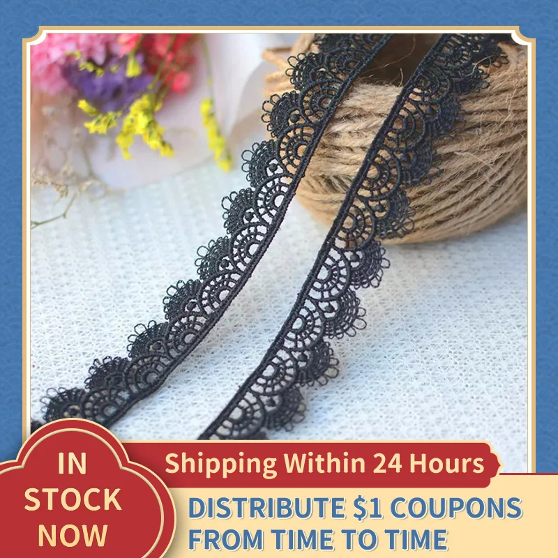 

Garment Home Textile Decor Black White DIY Apparel Sewing Lace Fabric Cotton 5 Yards Embroidered Lace Fabric Applique Wholesale