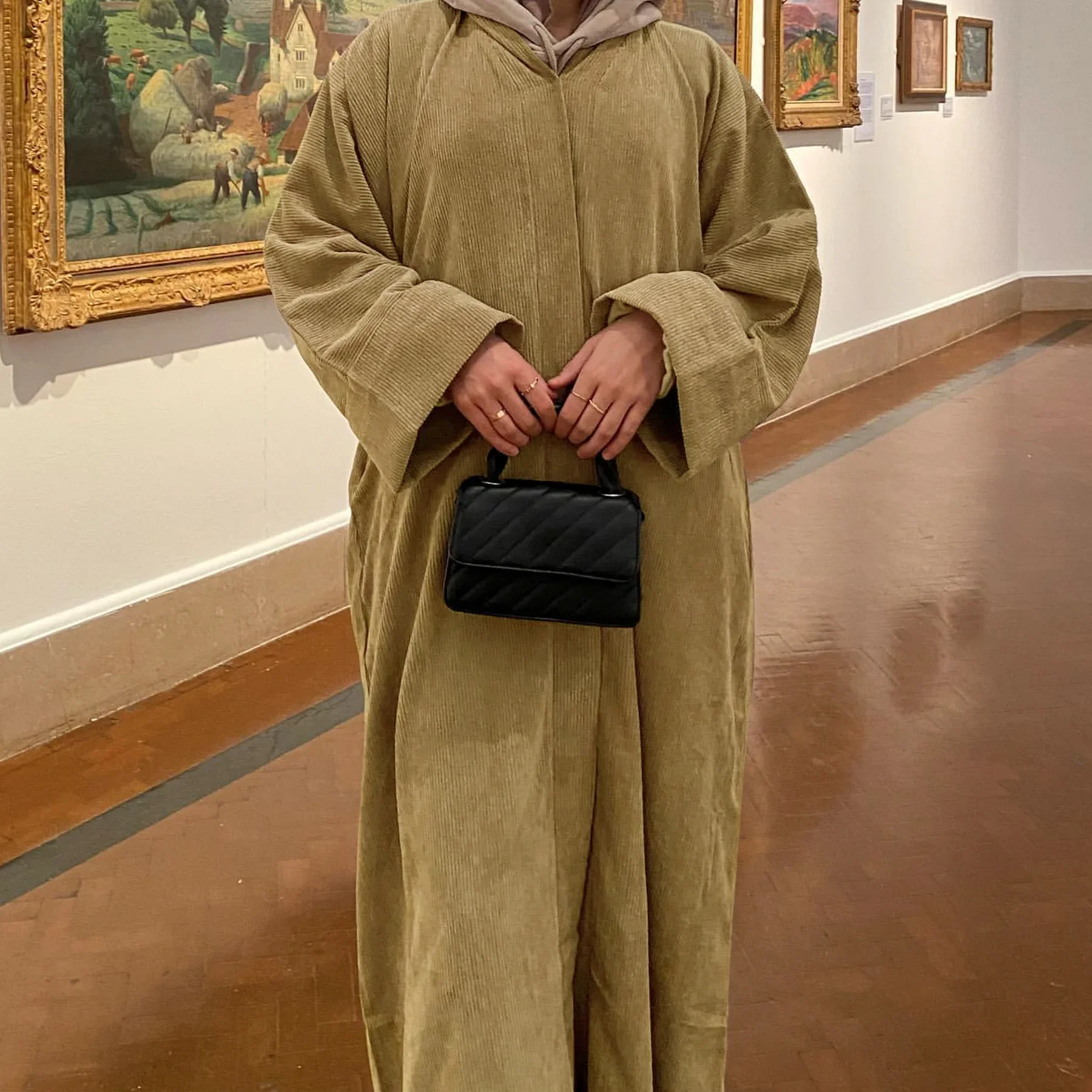 Зимнее вельветовое открытое кимоно Абая Дубай роскошное простое ребристые