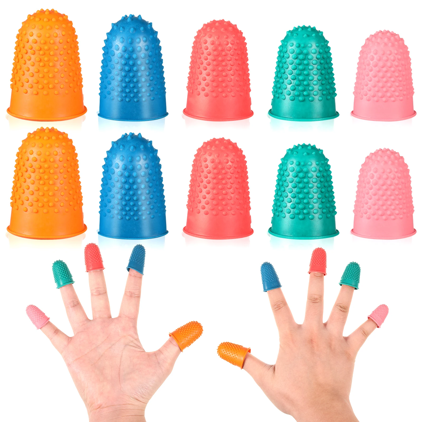 

10 Pieces Fingers Cover Protective Gear Protection Rubber Tips Multicolored
