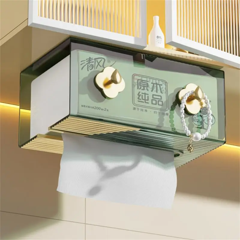 

Punch Free Napkin Storage Case Transparent Daily Use Tissue Box Creative Storage Box Desk Decoration Multifunctional Living Room