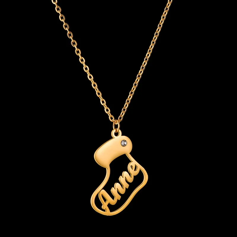 

SKQIR Personalized Christmas Boot Necklace Custom Name Birthstone Stainless Steel Jewelry Necklaces Child Women Christmas Gifts