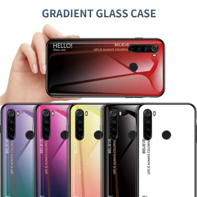 Чехол из закаленного стекла с градиентом для телефона Xiaomi Mi 10 Pro CC9 A3 9Lite Case Gradient Tempered Glass Phone Cover для Redmi K30 K20 Note 9s 9 Max 8 8T Cases on.