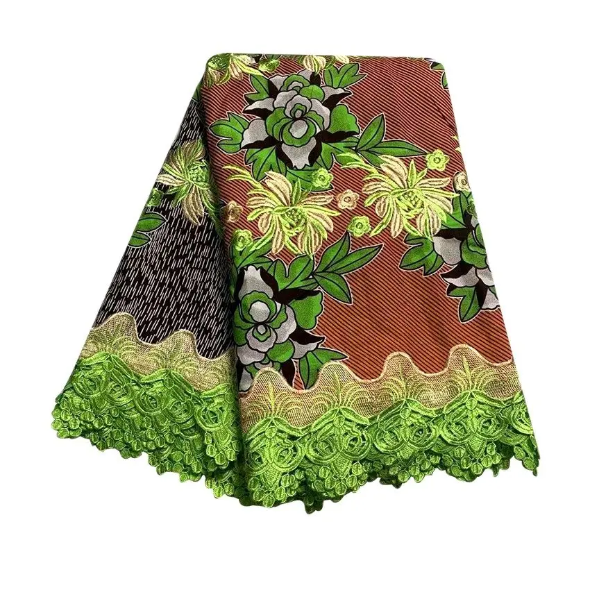 

2021 Guaranteed Quality Cotton Ankara Wax Embroidery Lace Tissu Africain Party Dress Fabric DTSE27060