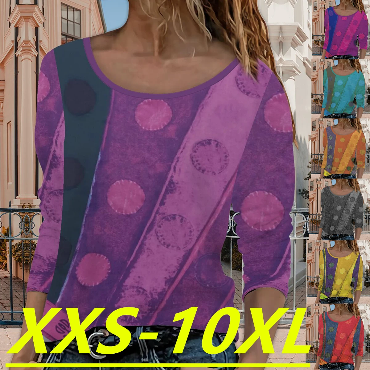 

Autumn and Winter 2022 New Fashion Women's Crew Neck Print Long Sleeve Casual Plus Size Top XXS-10XL