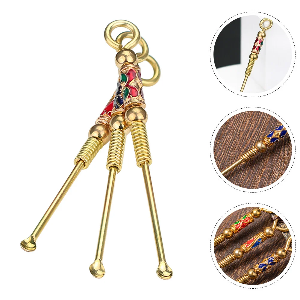 

3 Pcs Catcher Mini Keychains Cleaners Pickup Copper Earwax Picks Home Earpicks Cleaning