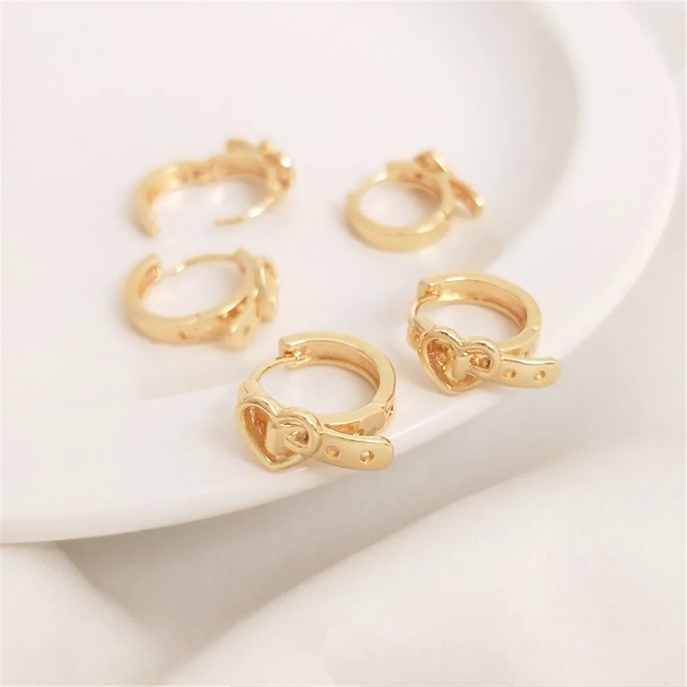 

14K Gold Filled Plated Heart belt with hanging hole earclip French earclip diy earring accessories