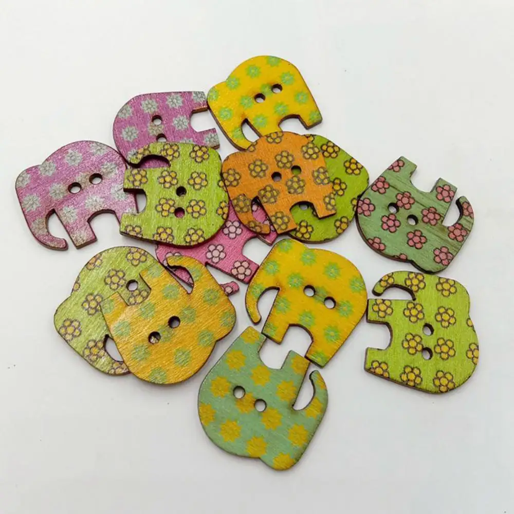 

Sewing Sewing Accessories DIY Wooden Buttons 20Pcs Cartoon Elephant Design Scrapbooking Art Decor Baby Children Clothing Accesso