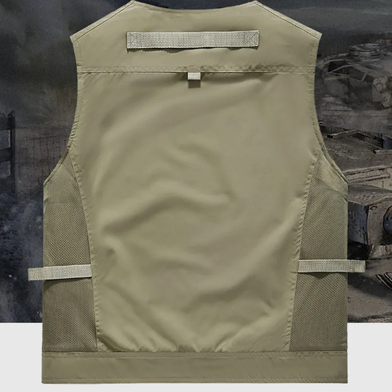 Mens Stand Up Collar Waistcoat for Men Women Multi Zip Pocket Sleeveless Jacket Summer Tactical Hiking Fishing Hunting Jackets