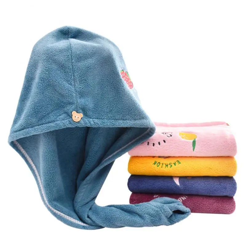 

Womens Bath Hat Household Dry Hair Towel Strong Absorbent Microfiber Thick Coral Fleece Household Absorbent Quick-drying Cap Hot