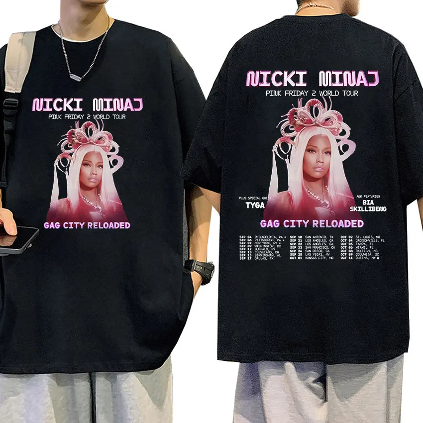 Футболка Nicki Minaj Мужская/Женская винтажная Модная хлопковая футболка оверсайз в