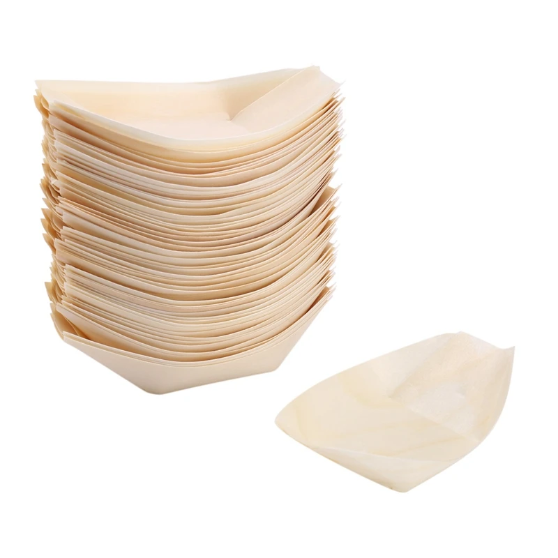 

50x finger food - bowls, "boat" biodegradable wood