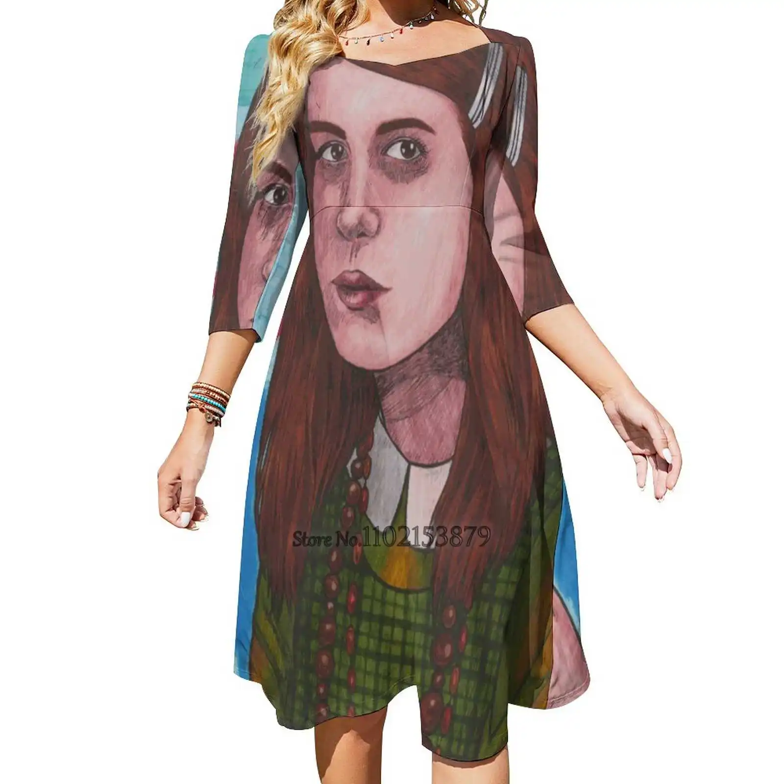 

Женское платье с квадратным вырезом, открытой спиной и шнуровкой сзади