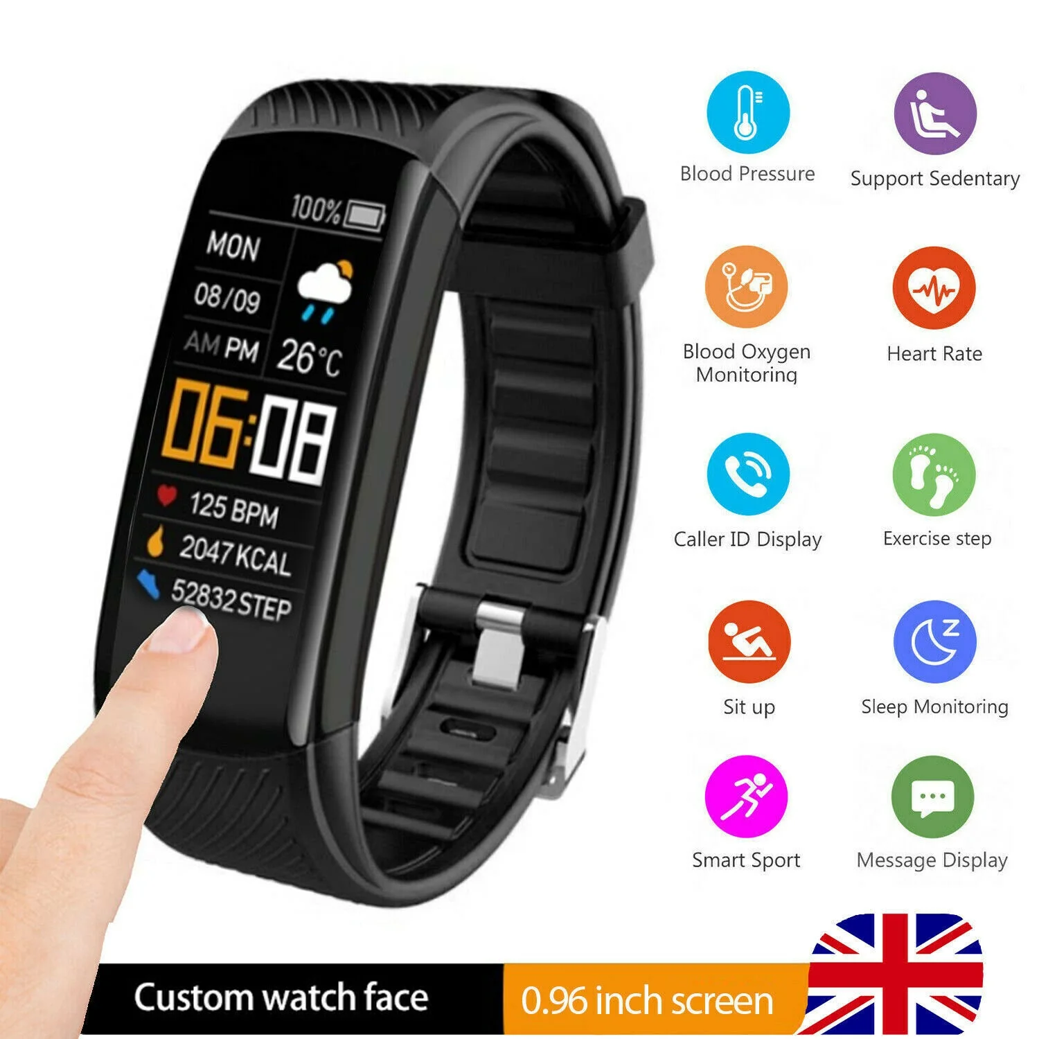 

Avrri Fit Fitness Tracker Smart Watch Sport Step Counter Heart Rate Activity UK
