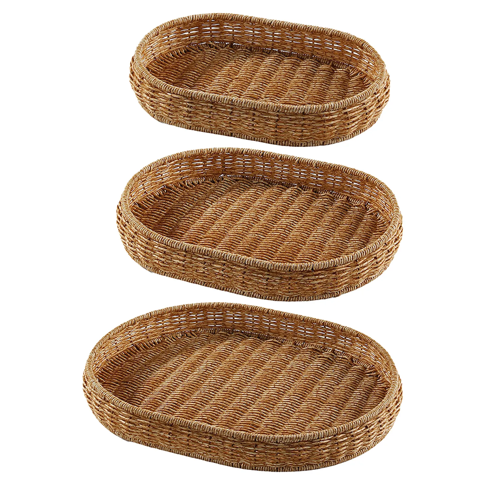 

Rattan Handwoven Trays Nature Rattan Storage Baskets Oval Woven Fruit Baskets Rattan Tray For Coffee Table Decorative Wicker