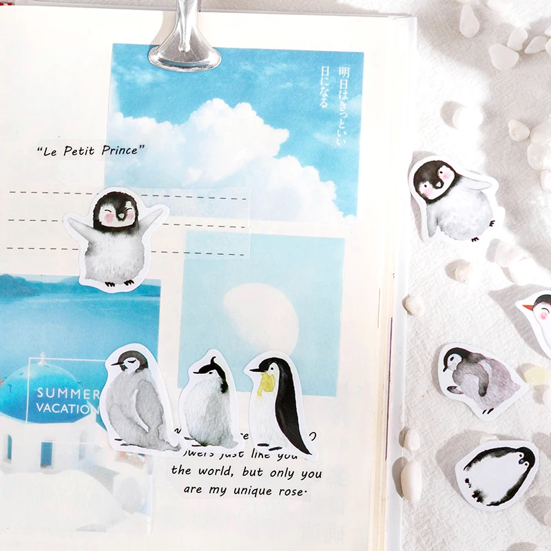 

45Pcs Mini Box stickers penguin Antarctic animal Diy Album Scrapbooking Diary Planner Journal Sticker Decorative Label Kids 4cm