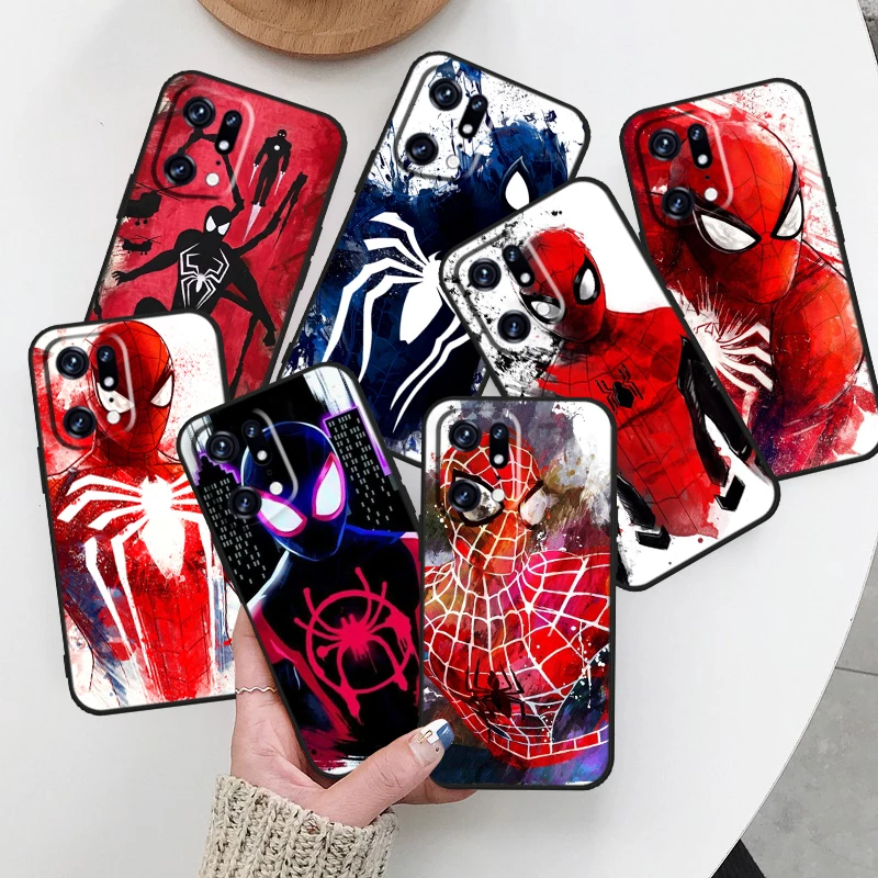 

Spiderman Art Marvel For OPPO Find X5 X3 X2 Neo Reno 7 6 5 Lite Pro 4Z 4G 5G Silicone Soft TPU Black Phone Case Cover