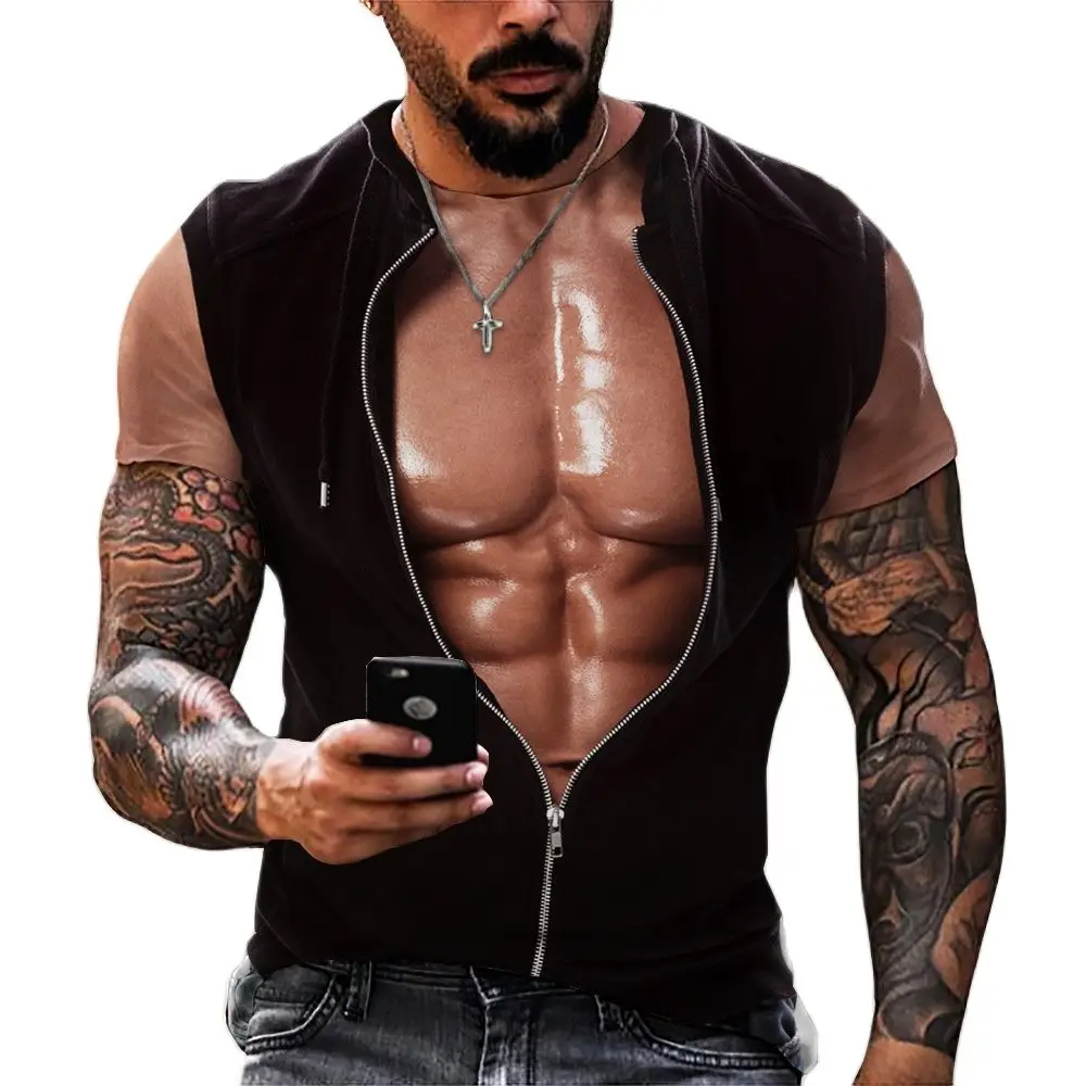 

Hansome Muscle Men's T Shirt 3d Burly Print T Shirts For Men Clothing Loose Cool Short Sleeve Fashion Top Tee Shirt Men Camiseta