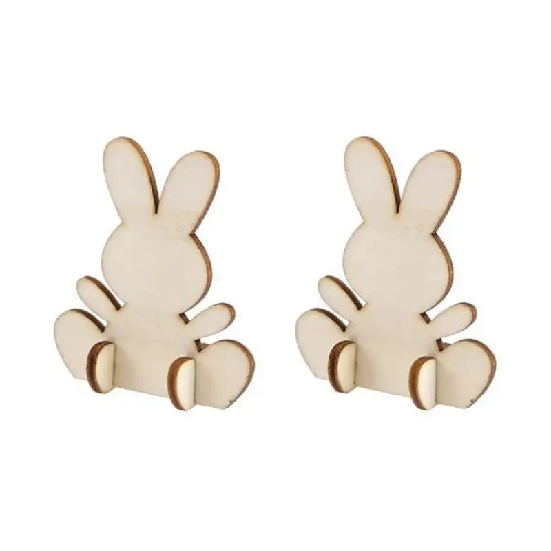 

Pcs Easter Rabbit Pieces Lovely 3D DIY Wooden Bunny Home Decor Easter Embellishments Cutouts Craft HAPPY EASTER Party Props