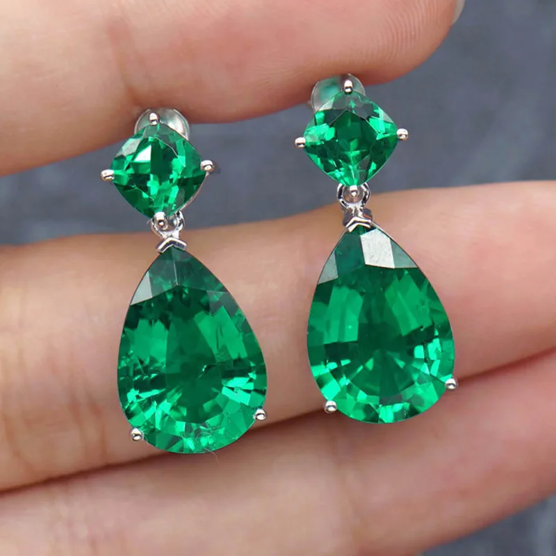 

Autumn and Winter New Green Series Earrings Luxury European and American Style Zirconia Earrings Women Wedding Party Jewelry