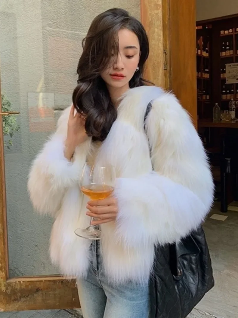 Уличное укороченное пальто из искусственного меха женская зимняя модная