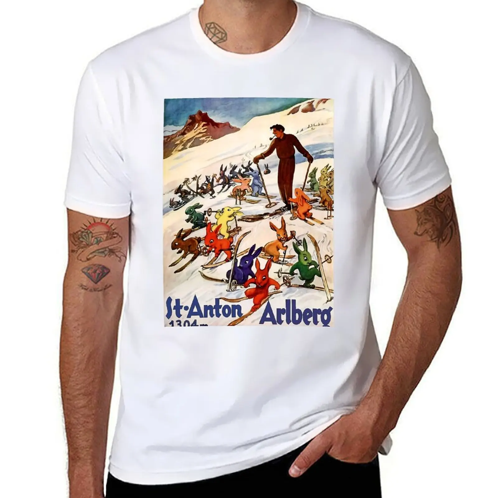 Футболка Rabbits Ski Saint Anton Arlberg рубашки с рисунком мужские футболки большие и высокие