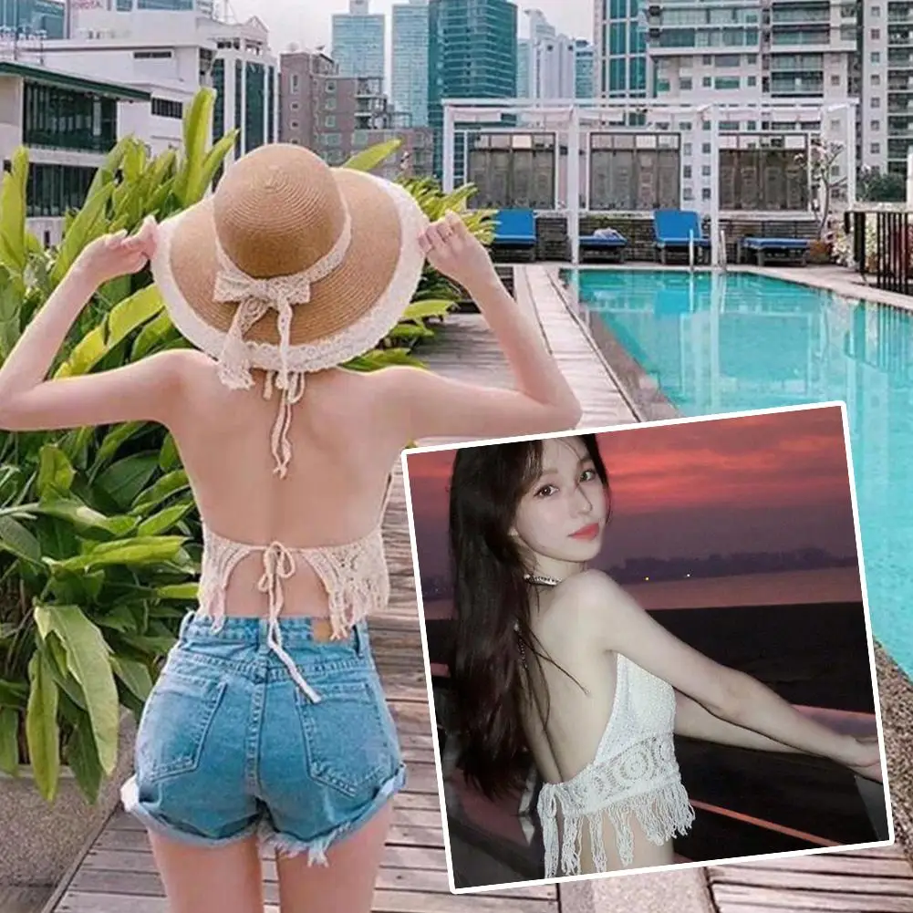 Сексуальная Пляжная камисоль в стиле бохо для отпуска Женский вязаный крючком