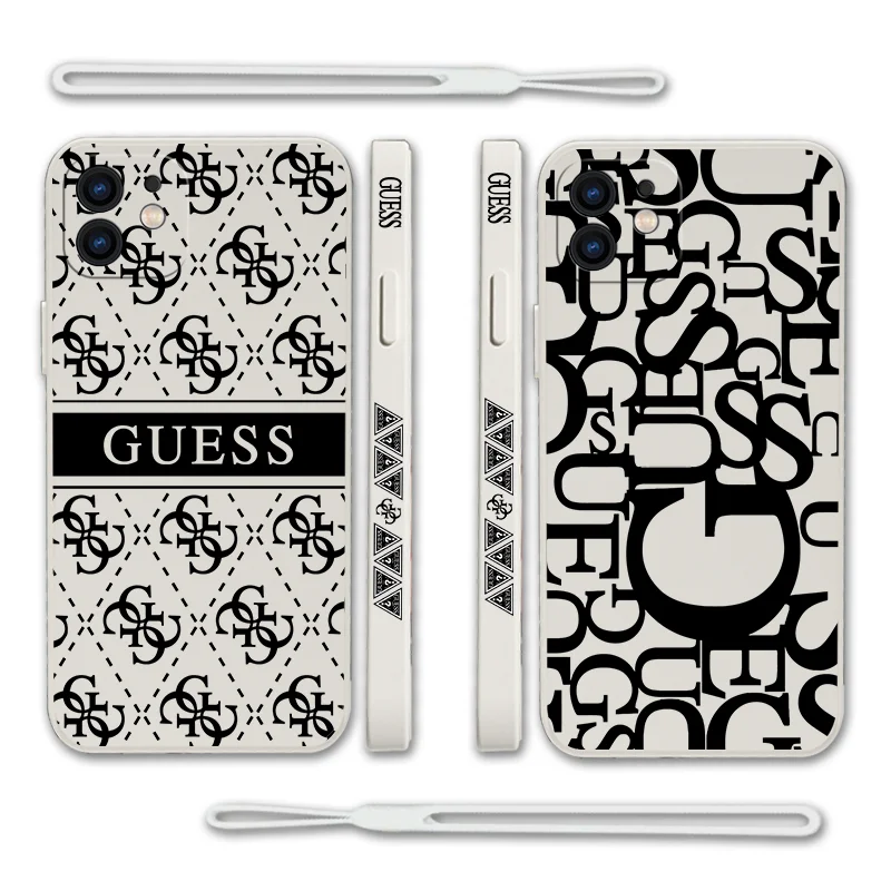 

Hot Guess Letter Phone Case For Samsung Galaxy S22 S21 S20 Ultra Plus FE S10 S9 S10E Note 20 ultra 10 9 Plus with Hand Strap