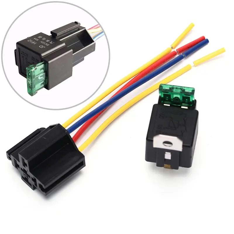 

12V 4pin Cable Relay Socket With Copper Terminal Auto Relay With Socket Waterproof Automotive Relay 12v 5pin 40a Car Relay