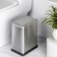 toilet rectangular trash can bedroom stainless steel living room narrow paper basket with cover lixeira office storage eb5ljt
