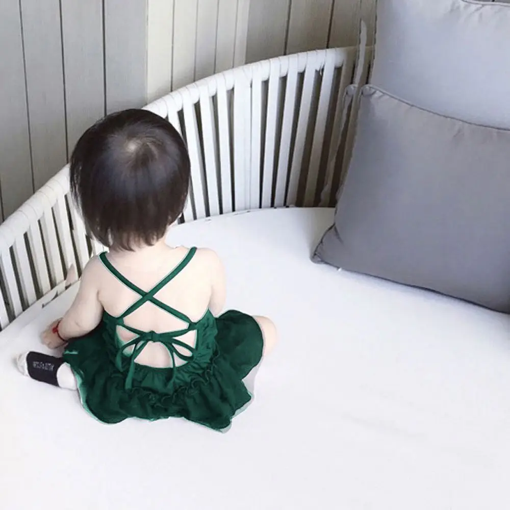 

Summer Toddler Girls Tutu Romper Swimsuits 1-6Y One-Piece Beach Tulle Bathing Suit Backless Princess Swimwear with Swim Cap