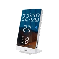 2022 new led multifunctional mirror clock hygrometer alarm clock automatic photosensitive electronic digital display desk clock