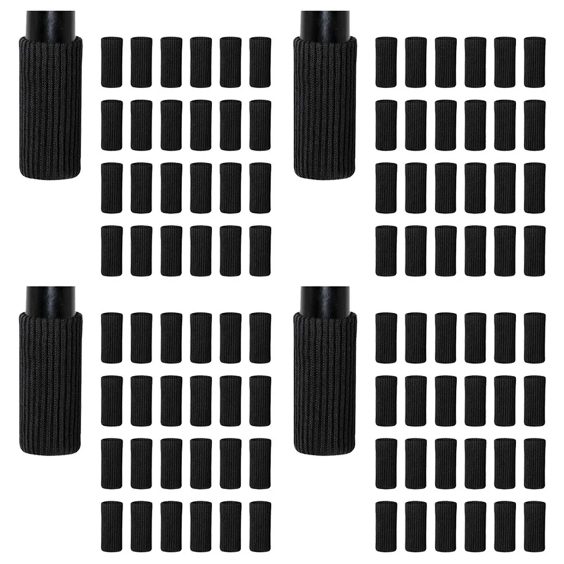 

96 Packs Chair Leg Socks Knitted Furniture Socks Leg Floor Protectors Furniture Table Feet Covers(Black)