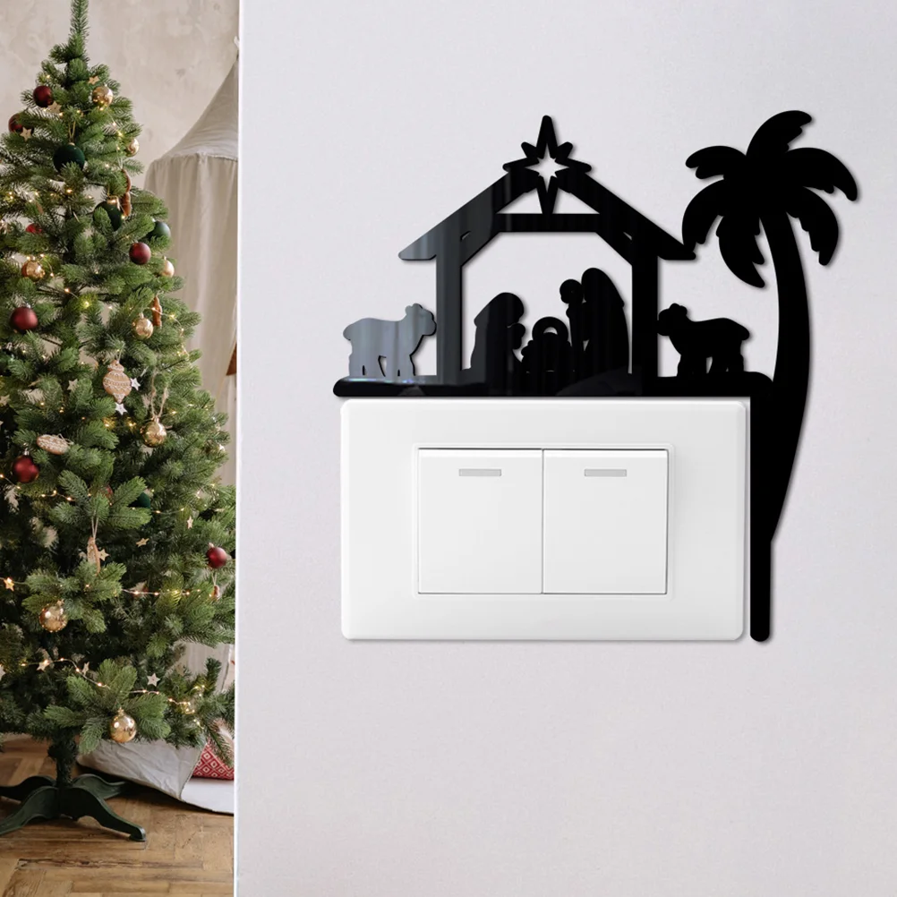 

2 Pcs Christmas Switch Wall Sticker Stickers Tree Decals Light Decor Three-dimensional Acrylic Switches