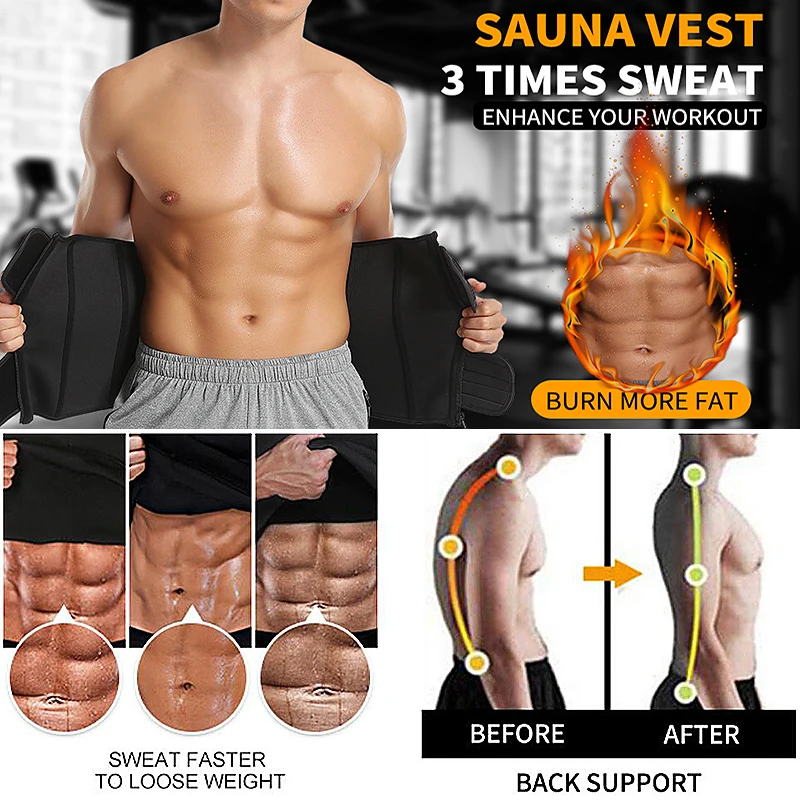 Hot Men Abdomen Reducer Sauna Body Shaper Fitness Sweat Trimmer Belt Waist Trainer Belly Slimming Shapewear Waist Trainer Corset