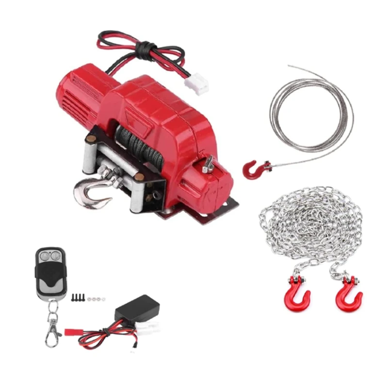 1/10 RC Winch,RC Metal Electric Winch For RC Rock Crawler SCX10 D90 TF2 TRX4 Model Vehicle Upgrade Part,With Controller