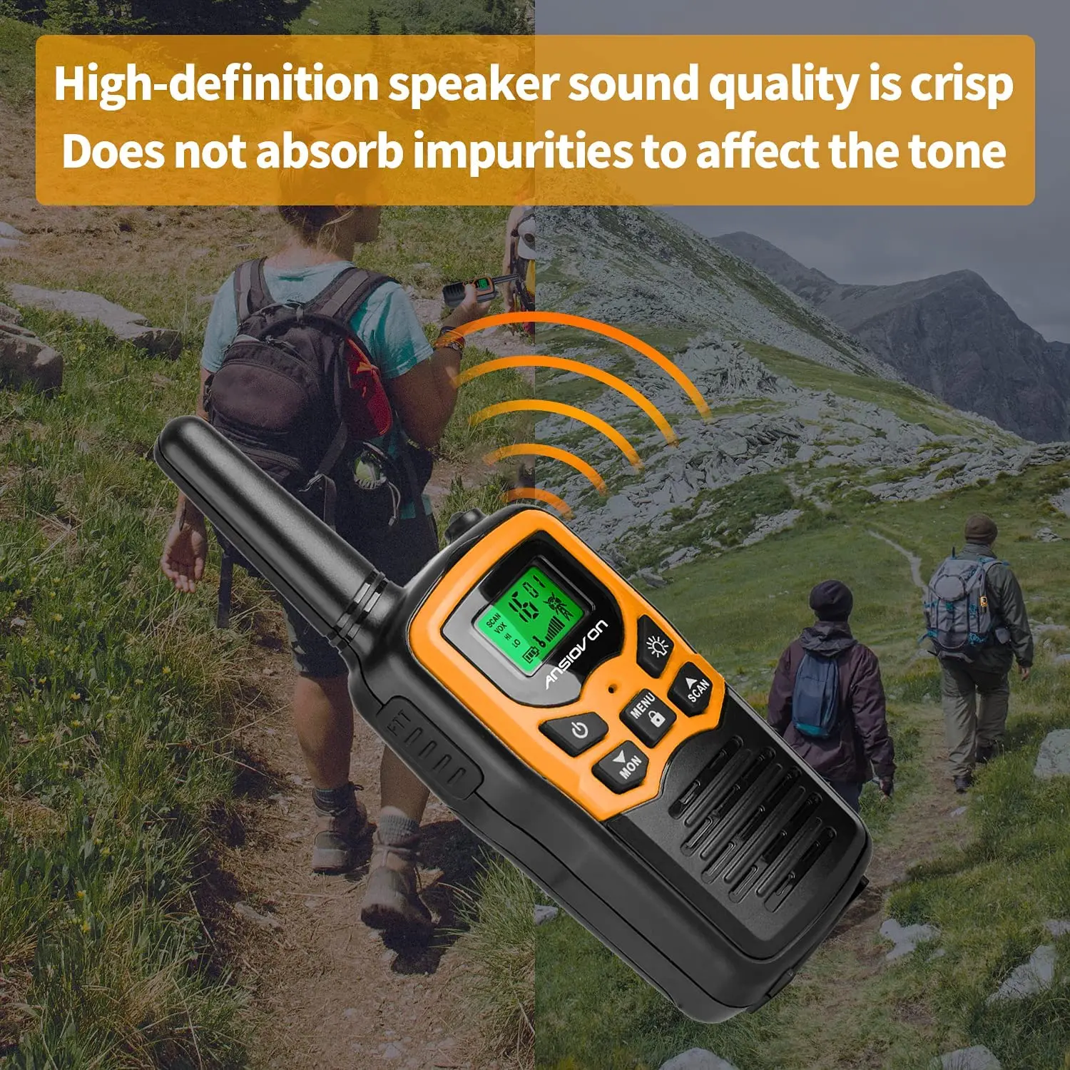 Walkie Talkie, ANSIOVON Walkie Talkies for Adults, Long Range Two Way Radio, Portable Radios Walky Talky with 22 Channels LCD