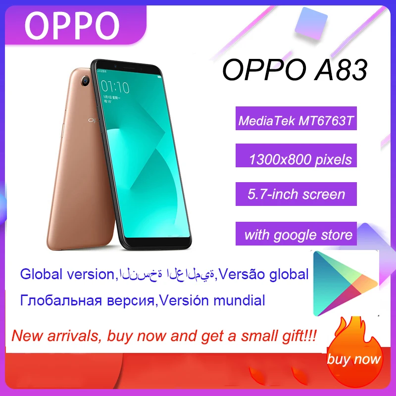 Celular Oppo A83 Smartphone 3G 32GB MediaTek MT6763T 5.7 Inches 1440*720 Pixels Mediatek MT6763T Helio P23Hot Sale