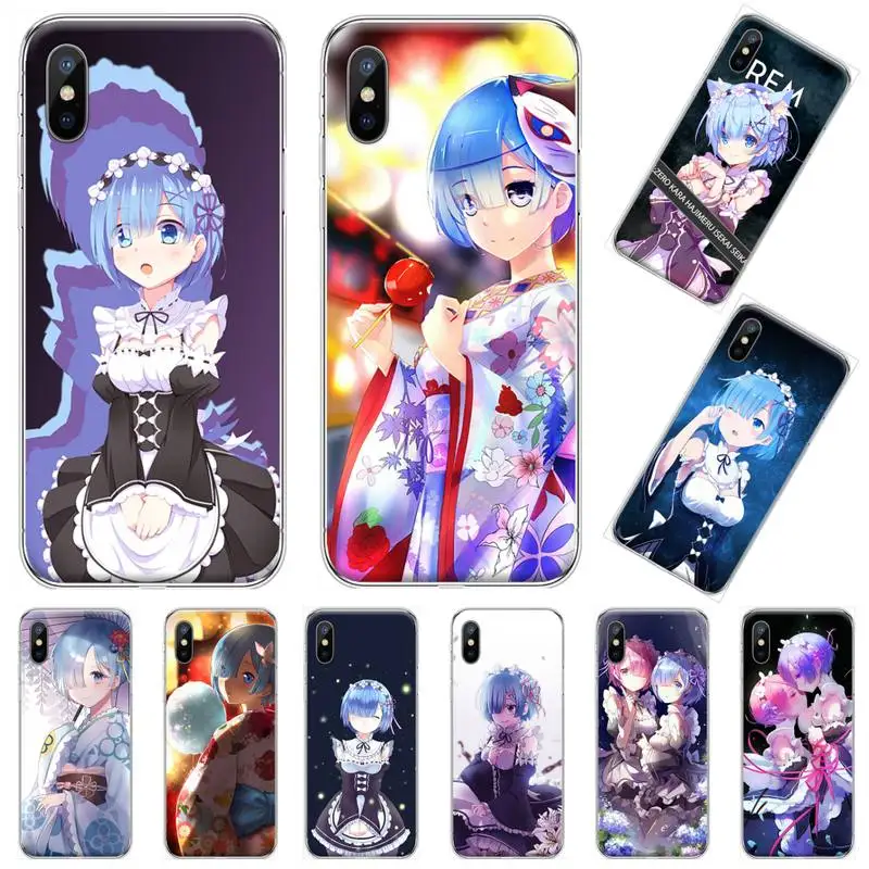 

Re ZERO Ram Rem In Another World Phone Case Transparent soft For iphone 12 11 13 7 8 6 s plus x xs xr pro max mini