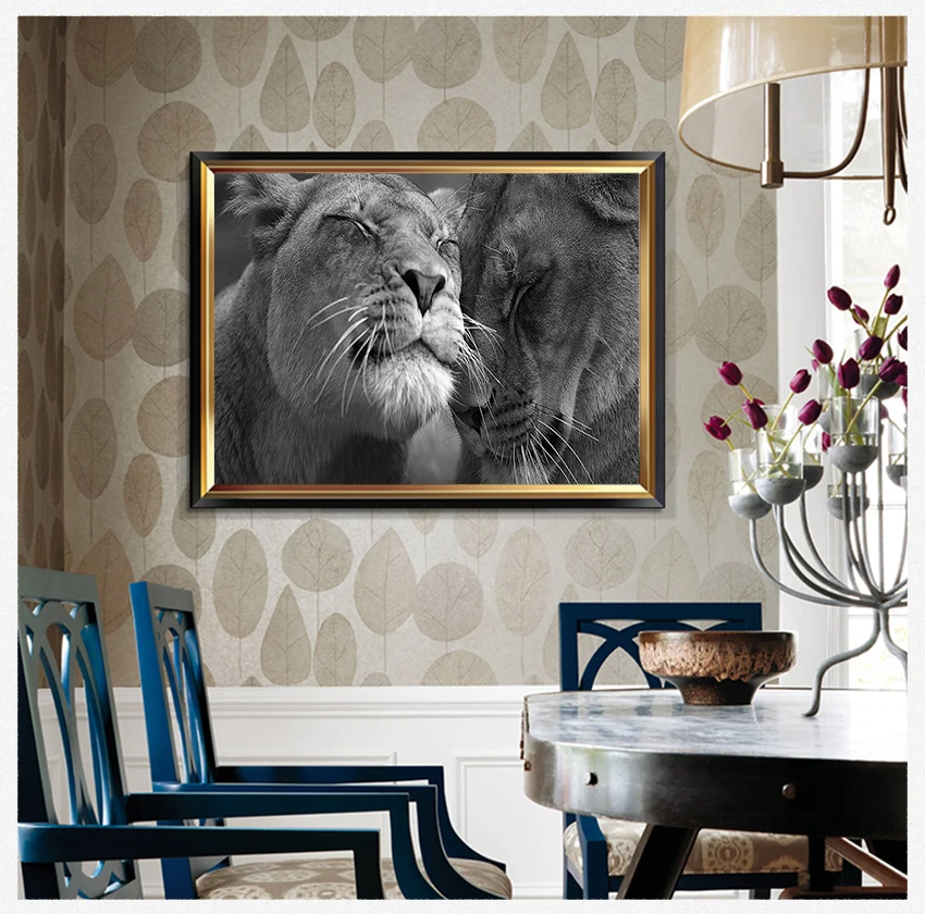 

Posters and Prints Cuadros Wall Art Pictures For Living Room Home Decor Black and White Africa Lion Wild Animals Canvas Painting