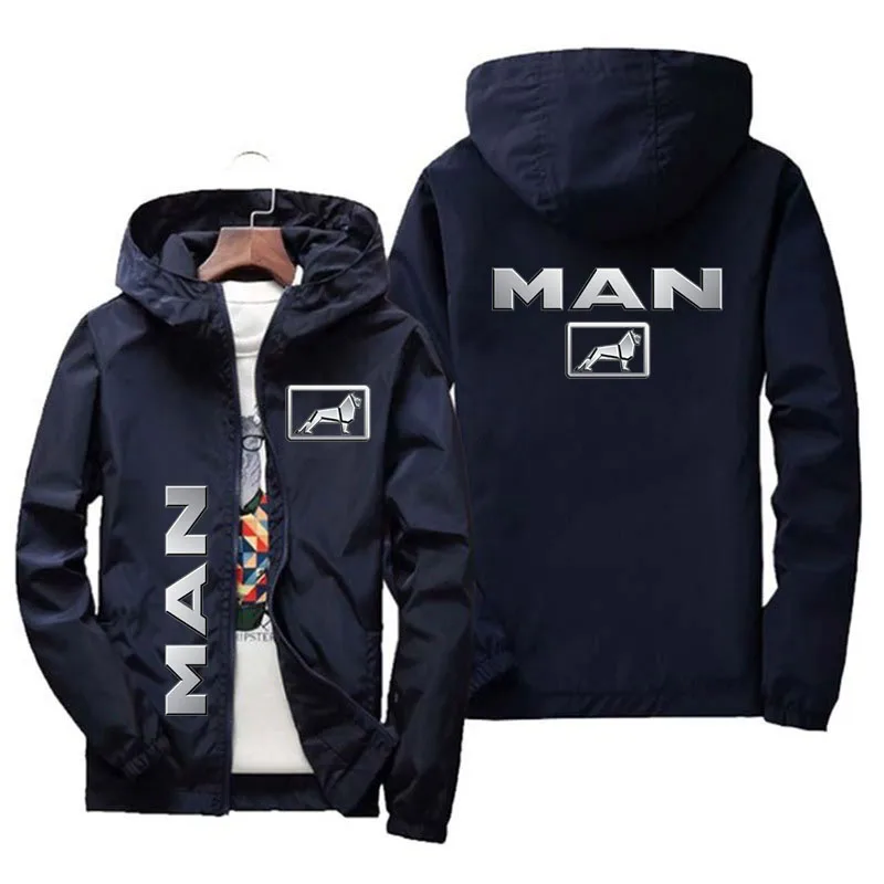 Sweat à Capuche avec Logo Camion Homme et Voiture Imprimé Manteau Fermeture Éclair Veste Décontractée Automne Hiver 2024