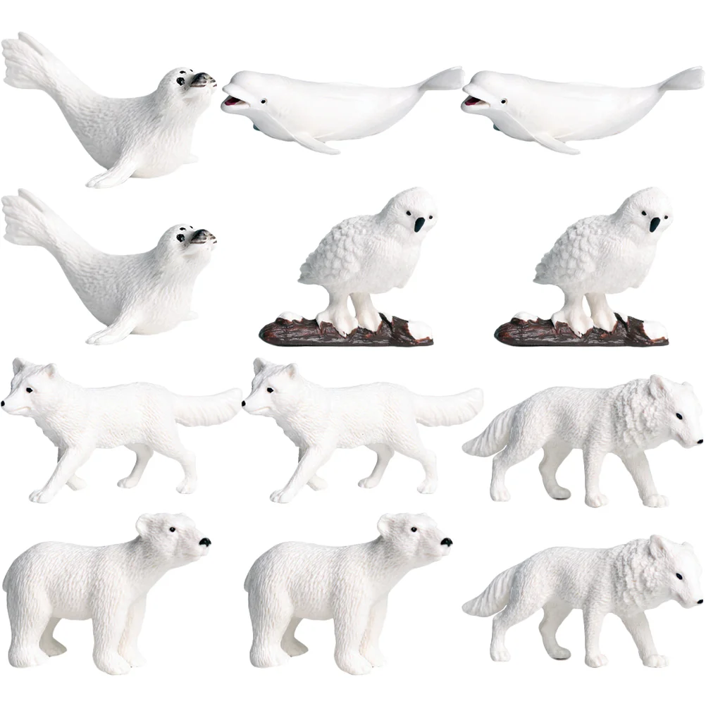 

12Pcs Arctic Animals Model Miniature Bear Wolf Party Favors Home Decor