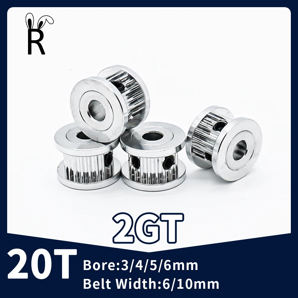 

2GT Tensioning Wheel Idler 20T Teeth Bore 3/4/5/6mm Synchronous Pulley Belt Width 6/10mm Gear GT2 Timing Pulley 3D Printer Parts