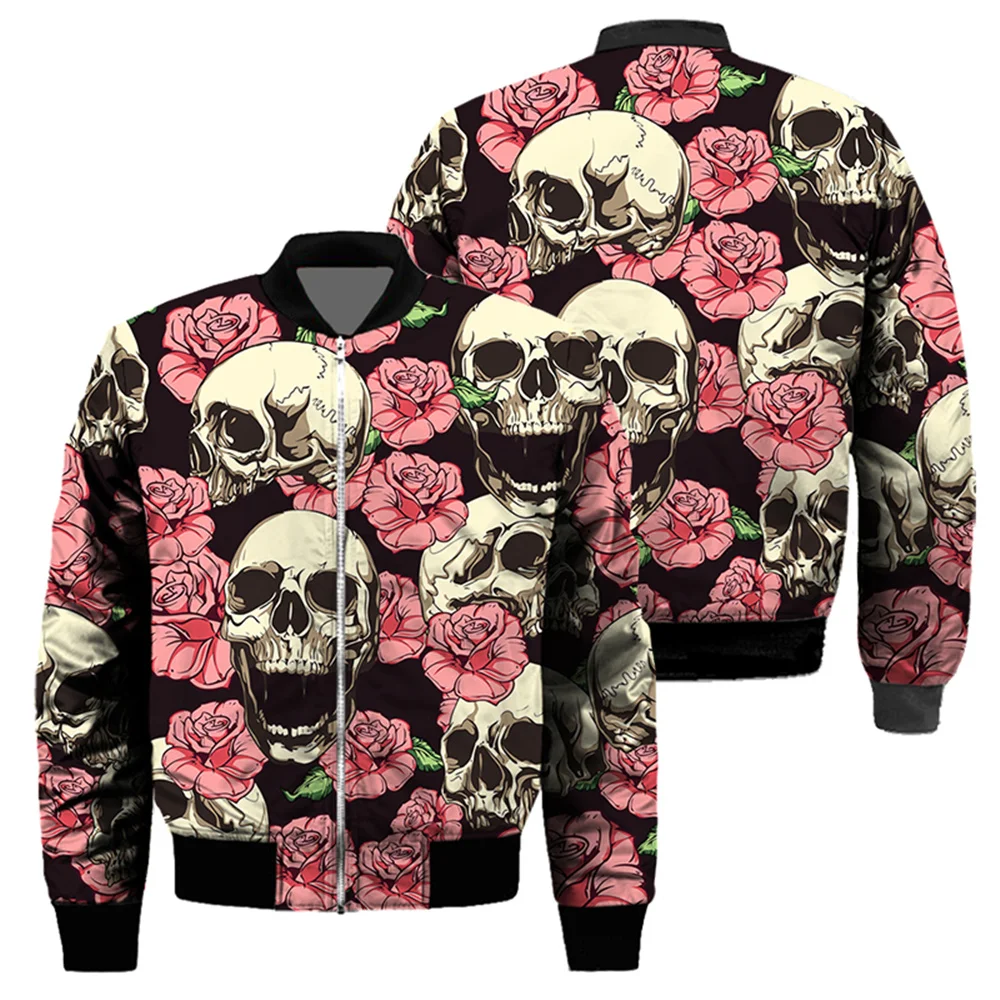 

Куртка-бомбер мужская с принтом черепа, утепленная, из хлопка