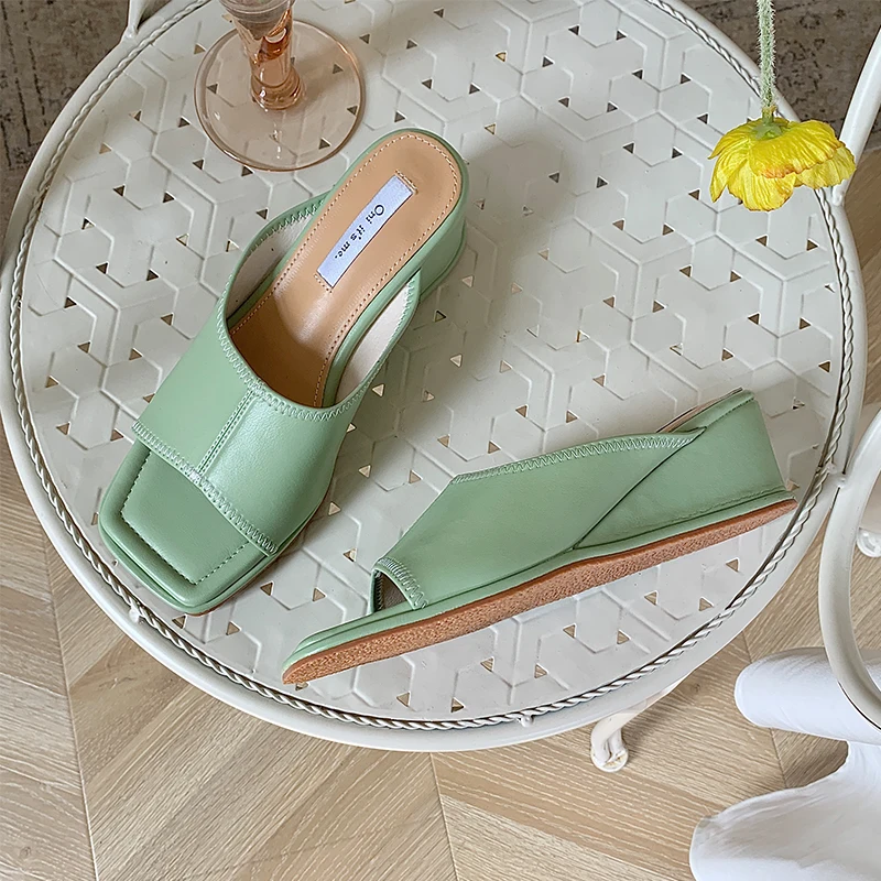 

Women Chunky Heels Slides Wedge Sandals 2022 Thick Bottom Platform Shoes Peep Toe